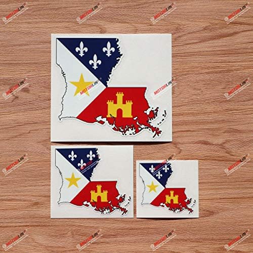 Acadiana Acadians Zászló Louisiana Térkép cajun-on Vinyl Matrica - 3 Pack Fényes, 3 Cm, 4 Cm, 6 Cm - Autó Hajó Laptop Kupa Telefon