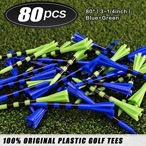 ToVii Műanyag Golf Pólók 80 Csomag（3-1/4 & 2-3/4 Elérhető）| Csökkenti A Súrlódást & Oldalon Spin 5 Részből Golf Pólók Műanyag