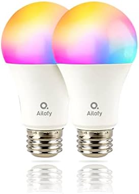 Ailofy LED Smart Izzók, 16M Szín Változó Szabályozható, Működik Alexa & Google Asszisztens, RGBCW Színes Izzó, Bluetooth, WiFi, Izzók,