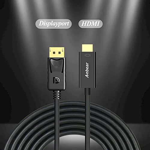 Anbear Display Port-HDMI Kábel, Aranyozott Displayport-HDMI Kábel 6 Méter(férfi Férfi) a DisplayPort Kompatibilis Asztali számítógépek