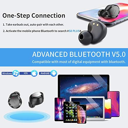 JOYSILIN Bluetooth 5.0 S8 Plusz Vezeték nélküli Fülhallgató, hi-fi Fejhallgató Touch Control Mikrofon, Vezeték nélküli Töltés, IPX7