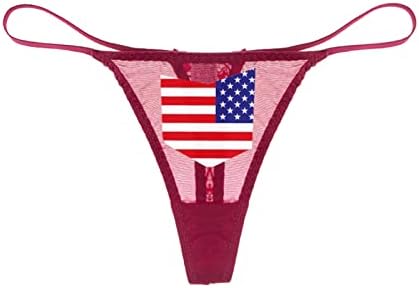 Bikini Bugyi a Nők Nem Mutatják, július 4-Kötést Szakaszon T-Vissza Alacsony Derék Hazafias Csillagok, Csíkos Nyomtatás Tanga Fehérnemű
