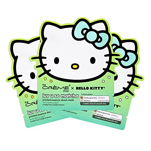 A Créme Bolt x Hello Kitty Luv U Szóval Matcha Nyomtatott Lényeg Lap Maszk (3 Csomag)