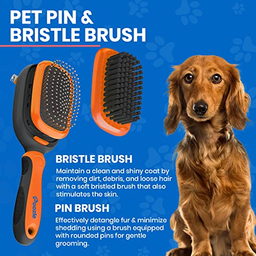 Poozle 5 1 Pet Grooming Készlet. Cserélhető Pet Fürdő & Masszázs ecset, Dematting & Deshedding comb, Sörtéjű kefével, illetve Pin