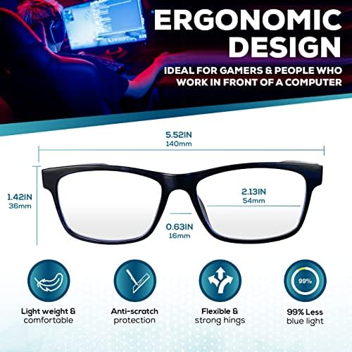 2 Csomag Kék Fény Blokkoló Szemüveg – Anti-Fáradtság Számítógép-Monitor Játék Szemüveg Megakadályozzák A Fejfájás Gamer Szemüveg