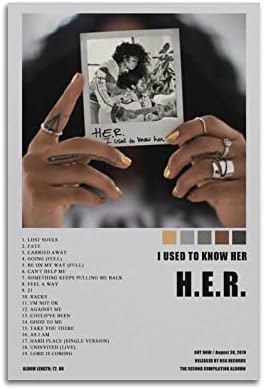 H. E. R. ismertem Őt Album Poszter Vászon Plakátok Hálószoba Esztétikai Wall Art Nappali Nyomtatás Dekoratív Vászon Poszter 12x18inch(30x45cm)