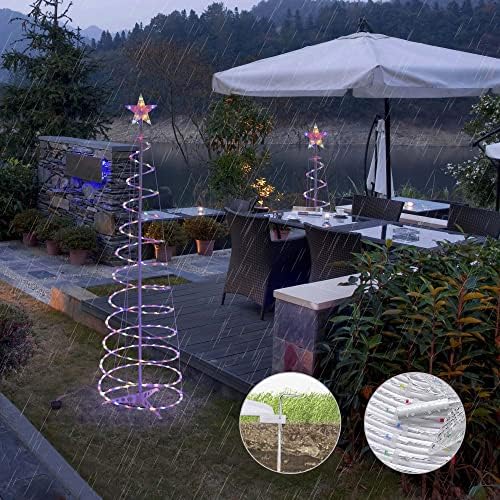 Yescom 6ft LED Spirál karácsonyfa Fény 182 Led elemes Beltéri Kültéri Ünnepi Dekoráció Lámpa Színes
