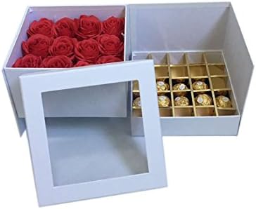 PVC Átlátszó Fedelet, Két Szintes megfordulhat Virágos Csomagolás Virág Doboz Csokoládé Húsvéti Ajándék Doboz Esküvő Party