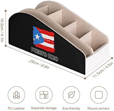 Zászló Puerto Rico Távirányító tartó, 6 Rekeszes PU Bőr Asztal Íróasztal Szervező Tároló Doboz Otthoni Iroda