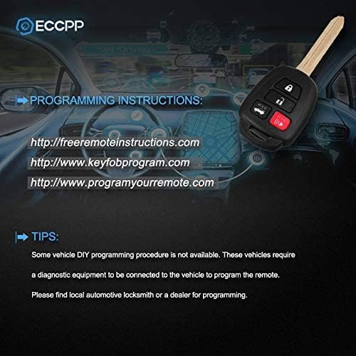 ECCPP kulcstartó Shell az ESETBEN Csere alkalmas Vágatlan Kulcsnélküli Bejegyzés Távoli Scion FR-S Toyota Camry Corolla RAV4 HYQ12BDM