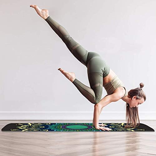 Unicey Vastag, Csúszásmentes Gyakorlat & Fitness 1/4 Jóga szőnyeg Indiai Mandala Sötét Háttér Nyomtatás Jóga Pilates & Emelet Fitness Edzés