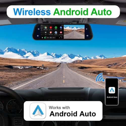 Hikity Vezeték nélküli Carplay Tükör-fedélzeti Kamera Vezeték nélküli Android Auto, 9.66 Hüvelykes IPS Érintőképernyő Első Visszapillantó