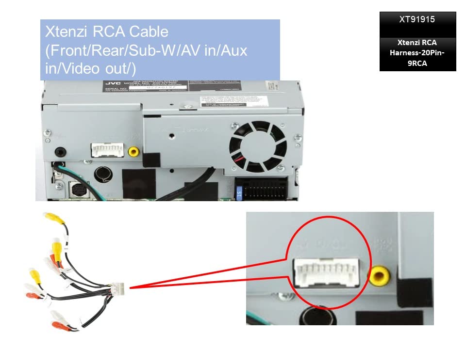 Xtenzi 20Pin RCA AV Kábel Közgyűlés Hám Autó Audio Video Kompatibilis JVC Kenwood KW-NT300 KW-NT310 KW-NT500HDT KW-NT510HDT