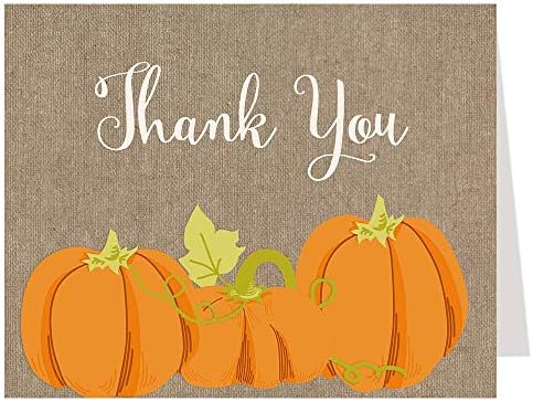 Tök Köszönöm Kártyák Őszi Őszi Halloween Kis Termés Összecsukható Köszönöm Jegyzetek Lil Sütőtök Zsákvászon Narancs Barna Baba Zuhany
