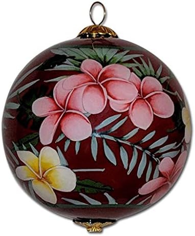 Maui által Design Plumeria Hawaii Karácsonyi Dísz Gyűjthető, Kézzel Festett Üveg Ajándék Doboz PCH/H