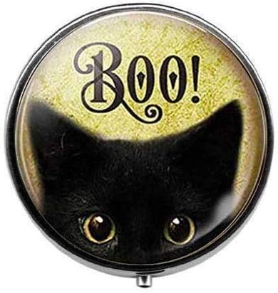 Halloween Fekete Macska Ékszerek Aranyos Cica - Art Fotó Tabletta Doboz Varázsa Tabletta Doboz - Üveg Candy Doboz