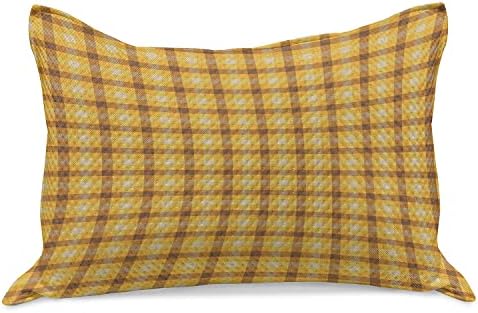Ambesonne Kockás Kötött Paplan Pillowcover, Ismétlődő Hagyományos Geometriai Csíkok Keresztezték Illusztráció Nyomtatás, Standard Queen Méretű