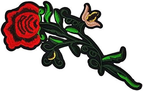 Vörös Rózsa Virág Hímzett Javítás Rátét, Vas Vörös Virág Képátvitel