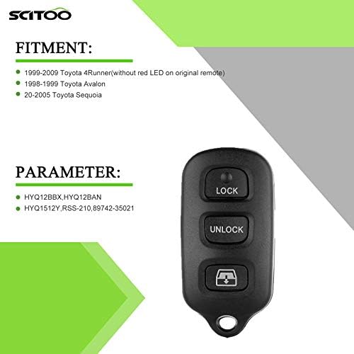 SCITOO 3 Gomb Kulcsnélküli Bejegyzés Távoli Autó kulcstartó Esetben alkalmas a 2012-es Toyota Camry 1DB FCC HYQ12BBX