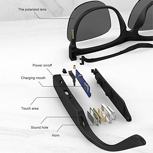 ASHATA Okos Szemüveg, Vezeték nélküli Bluetooth Audio Napszemüveg Nyitott Fejhallgató, Polarizált Lencsék, Kéz nélküli Hívás, majd Érintse