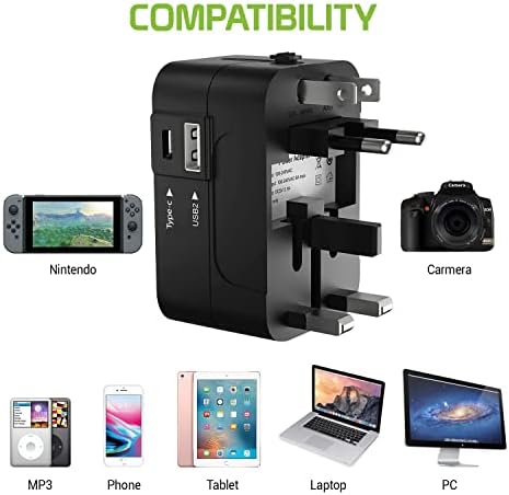 Utazási USB Plus Nemzetközi Adapter Kompatibilis a Samsung Galaxy C9 PRO Világszerte Teljesítmény, 3 USB-Eszközök c típus, USB-A Közötti