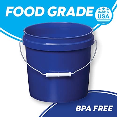 Konszolidált Műanyag 2 Literes Élelmiszeripari Vödrök, BPA Mentes Tároló, Tartós HDPE Vödrök, Made in USA (6 db, Kék) - NEM FEDŐ