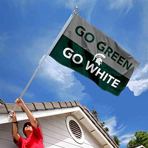 Michigan State Spartans Go Green Go Fehér Kültéri Zászló Zászló