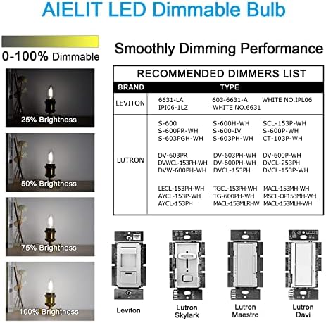 AIELIT 8-Pack 2W B11 E26 LED Izzó/T10 E26 LED Izzó Csomag, Szabályozható, 25W Egyenértékű Izzó, 5000K Nappal Fehér, 200lm,Átlátszó