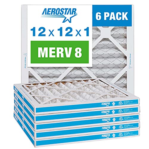 Aerostar 16x20x1 MERV 8 Rakott Levegő Szűrő, 6 Csomag (Tényleges méret 15 3/4x 19 3/4 x 3/4) & 12x12x1 MERV 8 Rakott légszűrő,
