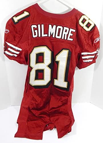 2005-ben a San Francisco 49ers Bryan Gilmore 81 Játék Használt Piros Mez 42 DP28774 - Aláíratlan NFL Játék Használt Mezek