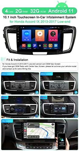 ASURE 10.1 Autó Sztereó Rádió GPS Navigációs Egység Honda Accord 2013-2017 Low-end Változat,4 Mag 2G+32G Android 10 Vezeték