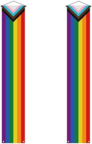 Nepnuser Haladás Büszkeség Tornácon Banner június Büszkeség Hónap LGBTQ+ Szivárvány Bejárati Ajtó Beltéri Fal Kültéri Lóg Dekoráció Fotó Háttérben