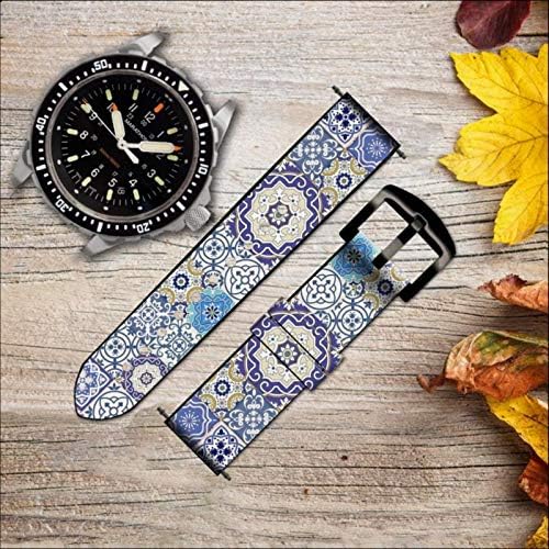 CA0820 Marokkói Mozaik Mintás Bőr & Szilikon Intelligens Karóra Heveder Zenekar a Karóra Smartwatch Smart Óra Méret (22mm)
