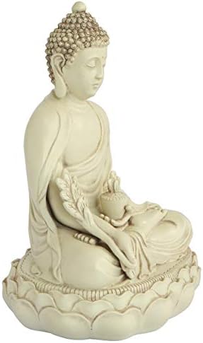 Buddha Groove Orvosság Buddha-Szobor Elegáns Le-Fehér Kivitelben Készült műkő egy Nyugodt, Minimalista Design | 11.5 Cm Magas