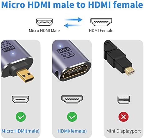 Duttek 8K HDMI-Mikro HDMI Adapter, Standard Micro HDMI Hosszabbító Adapter 2.1 Verzió, Micro HDMI Male-HDMI Női Adapter LED-es,