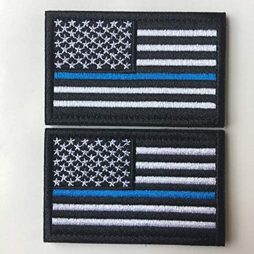 A csomag 2 Db-Taktikai Rendőrség bűnüldözési Vékony Kék Vonal Amerikai Zászló MINKET Egyesült Államok Katonai Foltok (Fekete-Kék,