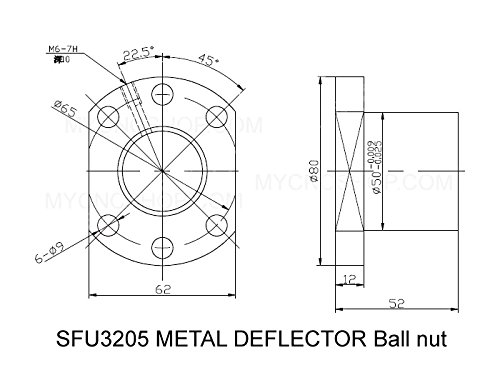 TTT SFU3205 RM3205 OVL 500mm Hengerelt golyósorsó - C7 + SFU3205 Fém Deflektor Egyetlen vonógömb Dió + end Megmunkálás a BK25/BF25