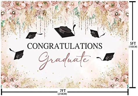 AIBIIN 7x5ft Gratulálok Diplomás Hátteret, Congrats Grad Banner Bohém Ballagás Dekoráció Osztály 2023 Érettségi Party Kellékek Diplomás