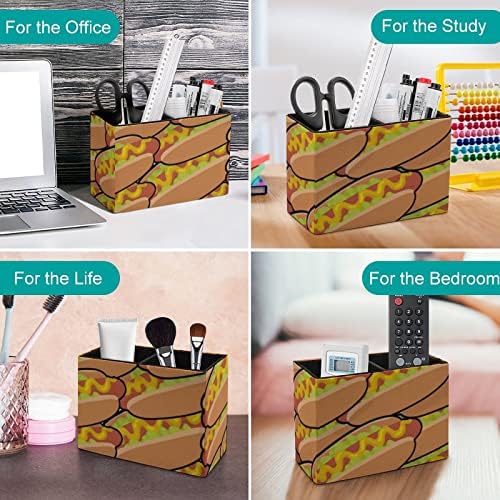 Finom hot-dogot, PU Bőr Ceruza Birtokosai Többfunkciós Toll Csésze Tartály Minta Asztal Szervező Az Office Home