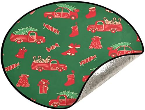 visesunny karácsonyfa Mat Bell Harisnya Ajándék Piros Teherautó Megrakott Fa Candy Fa áll Szőnyeg Padló Protector Nedvszívó Fa Állvány