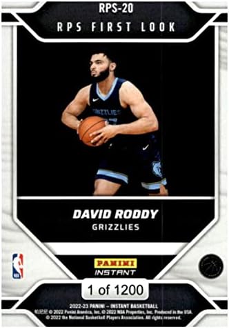 DAVID RODDY RC 2022-23 Panini Azonnali RPS 1. Nézd ÚJONC /120020 Grizzlies NBA