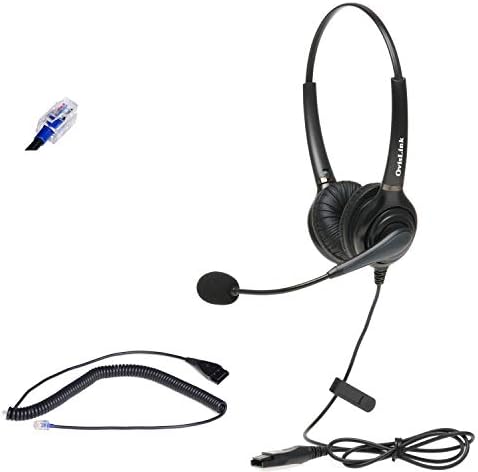 OvisLink Dual Fül a Call Center Fülhallgatót a Telefon Kompatibilis a Mitel Telefon | zajszűrő Mikrofon | RJ9 Fülhallgató Gyorsan húzza ki