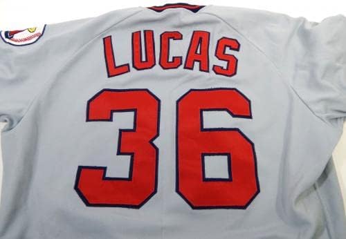 1987-ben a Kaliforniai Angyalok Gary Lucas 36 Játékban Használt Szürke Jersey 44 DP22387 - Játék Használt MLB Mezek