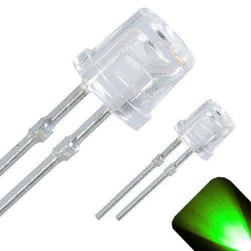 5mm Lapos Tetején Széles Látószögű Tiszta Zöld LED - Széles Látószögű (Csomag 10)