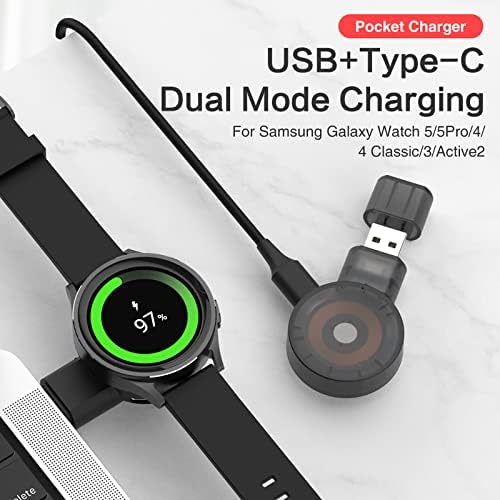USB-C-Típusú Hordozható Töltő Samsung Galaxy Watch5/5Pro/4/4 Klasszikus / 3 / Active2 / Aktív Vezeték nélküli Smart Óra Tartozékok Forgatható