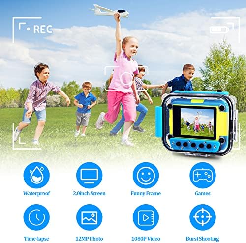 A gyerekek Kamera Vízálló, Víz alatti Sport Kívül Kamerák Gyerekeknek 180° Forgatható 20MP Gyermekek Digitális Akció Kamera a 3-12 Éves Fiúk