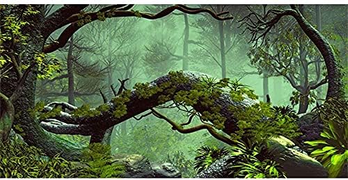 AWERT 72x18 hüvelyk Ködös Erdő Terrárium Háttér Kő Zöld Fa Trópusi Hüllő Élőhely Háttér Esőerdő Akvárium Háttér Tartós Poliészter