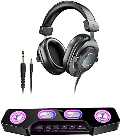 FIFINE Stúdió Monitor Fejhallgató, RGB Külső Hangszóró, Több Fül Vezetékes Fejhallgató a Felvétel Podcast figyelemmel kísérése,a Bluetooth