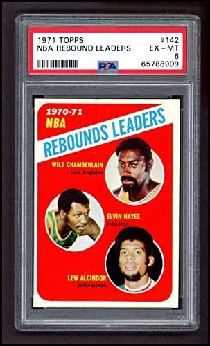1971 Topps 142 NBA Lepattanó Vezetők Lew Alcindor/Wilt Chamberlain/Elvin Hayes Los Angeles/Houston/Milwaukee Lakers/Rakéta/Dollár (Kosárlabda