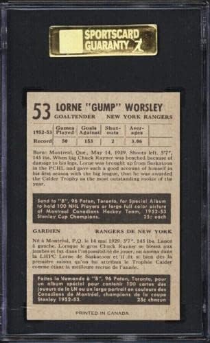 1953 Parkhurst 53 Lorne Gump Worsley ÚJONC kártya CSKP 9 MENTA ~ ALACSONY NÉPESSÉG - Jégkorong Asztalon Kezdő Lapot